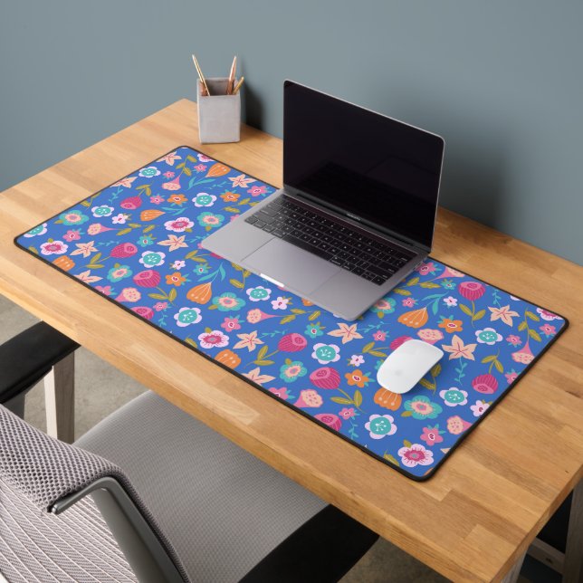 colourful abstract flowers pattern desk mat (Office 2)