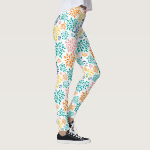 Colourful abstract flowers pattern leggings