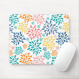 Colourful abstract flowers pattern mouse pad