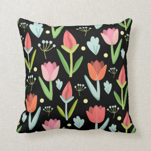Colourful Abstract Flowers Pattern Throw Pillow