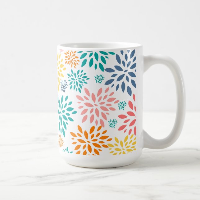 Colourful abstract flowers pattern tripod lamp coffee mug (Right)
