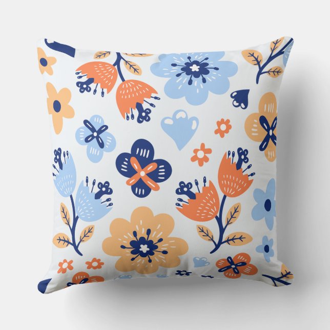 Colourful Abstract Flowers Throw Pillow (Back)