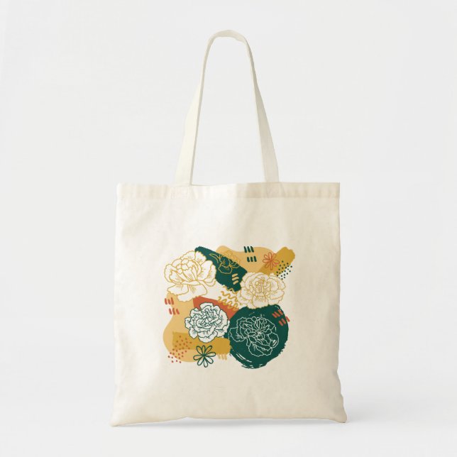 Colourful Abstract Flowers Tote Bag (Front)