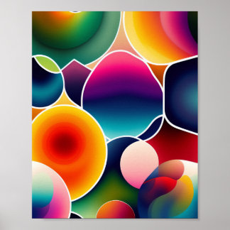 Colourful abstract fluid shapes organic geometric poster