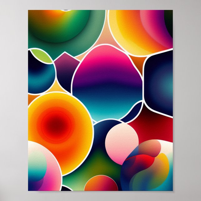 Colourful abstract fluid shapes organic geometric  poster (Front)
