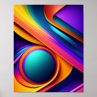 Colourful abstract fluid shapes organic geometric poster