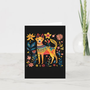 Colourful Abstract Folk Art Illustration Of A Dog  Card