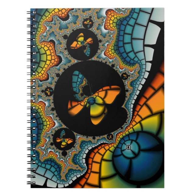 colourful abstract Fractal Butterfly Cacoon Notebook (Front)