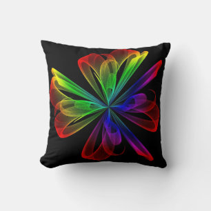 Colourful Abstract Fractal Wave Throw Pillow