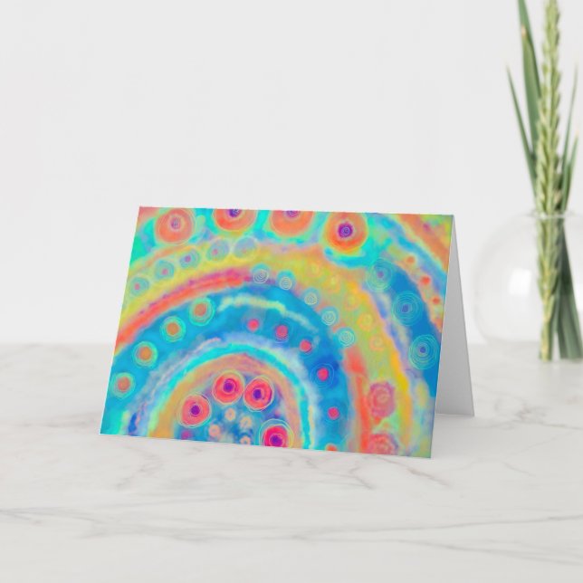 Colourful Abstract Fun Blue Modern  Card (Front)