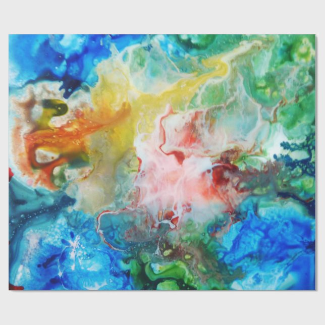 Colourful abstract galaxy painting wrapping paper (Flat)