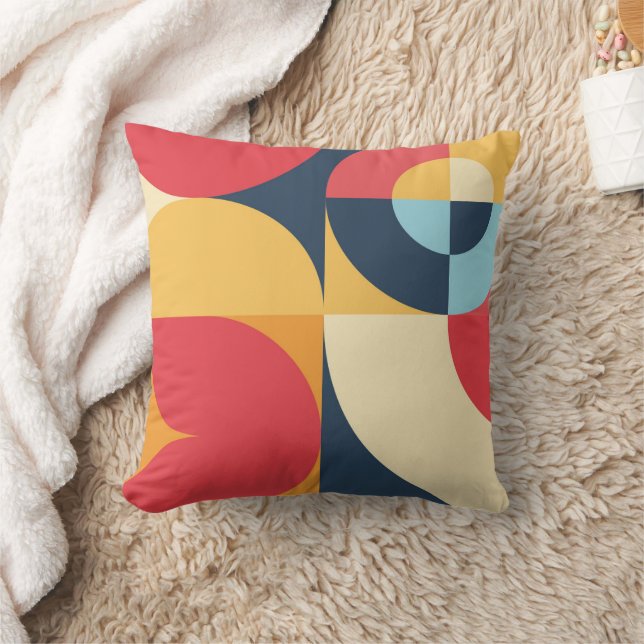 Colourful Abstract geometric art pattern of circle Throw Pillow (Blanket)