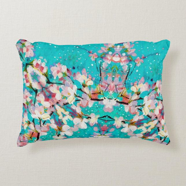 Colourful Abstract Geometric Background Pattern Accent Pillow (Front)