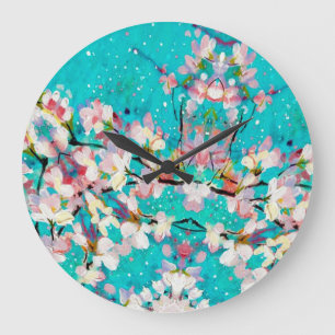 Colourful Abstract Geometric Background Pattern Large Clock