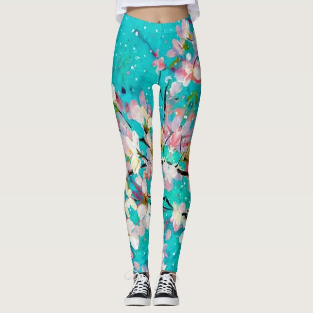Colourful Abstract Geometric Background Pattern Leggings (Front)