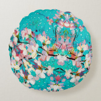 Colourful Abstract Geometric Background Pattern Round Pillow