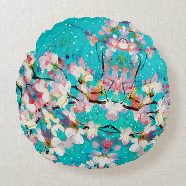 Colourful Abstract Geometric Background Pattern Round Pillow (Front)