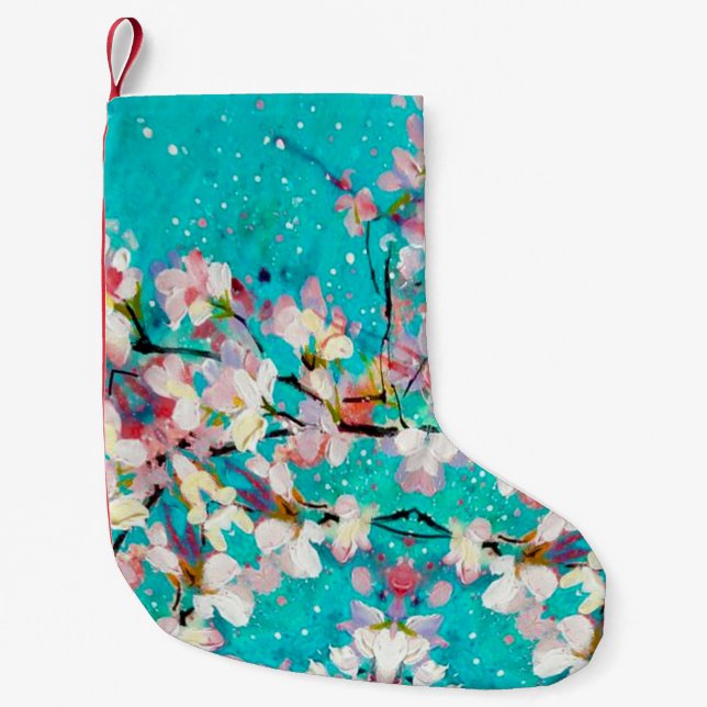 Colourful Abstract Geometric Background Pattern Small Christmas Stocking (Front)