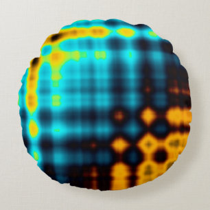 Colourful abstract geometric background with patte round pillow