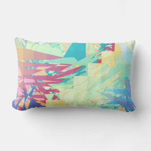 Colourful Abstract Geometric Chaos Seamless Patter Lumbar Pillow