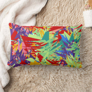 Colourful Abstract Geometric Chaos Seamless Patter Lumbar Pillow