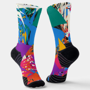 Colourful Abstract Geometric Chaos Seamless Patter Socks