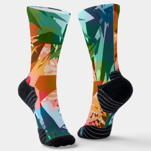 Colourful Abstract Geometric Chaos Seamless Patter Socks