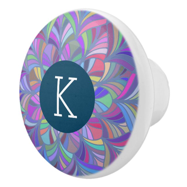 Colourful Abstract Geometric Design Ceramic Knob (Right)
