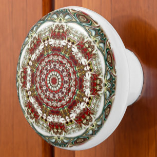 Colourful Abstract Geometric Fractal Oriental Styl Ceramic Knob
