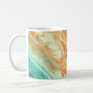 Colourful abstract geometric marble add name lette coffee mug