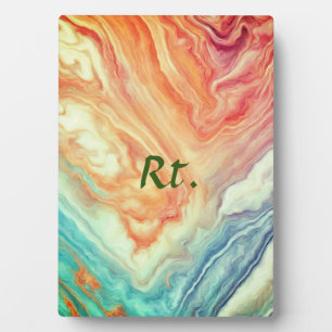 Colourful abstract geometric marble add name lette plaque