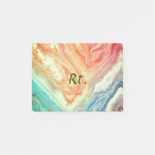 Colourful abstract geometric marble add name lette post-it notes