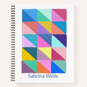 Colourful Abstract Geometric Patchwork Personalize Notebook