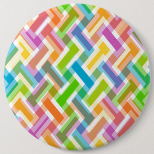 Colourful Abstract Geometric Pattern 6 Inch Round Button