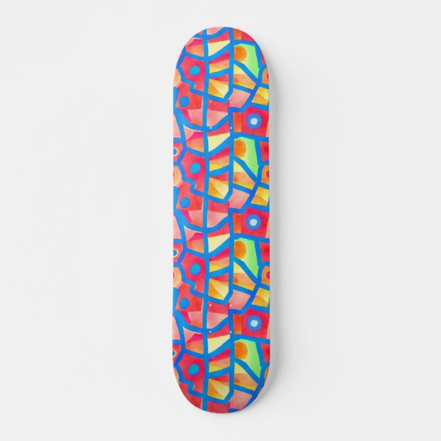 Colourful Abstract Geometric Pattern Bold Street A Skateboard (Front)
