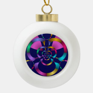 Colourful Abstract Geometric Pattern Ceramic Ball Christmas Ornament