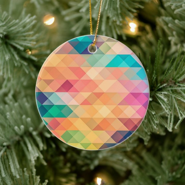 Colourful Abstract Geometric Pattern Ceramic Ornament (Tree)