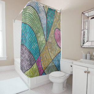 Colourful Abstract Geometric Pattern Curved Lines