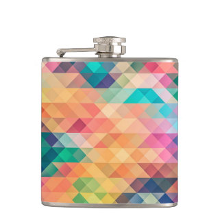 Colourful Abstract Geometric Pattern Hip Flask