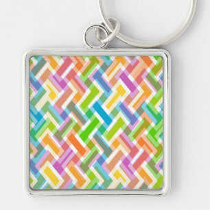 Colourful Abstract Geometric Pattern Keychain