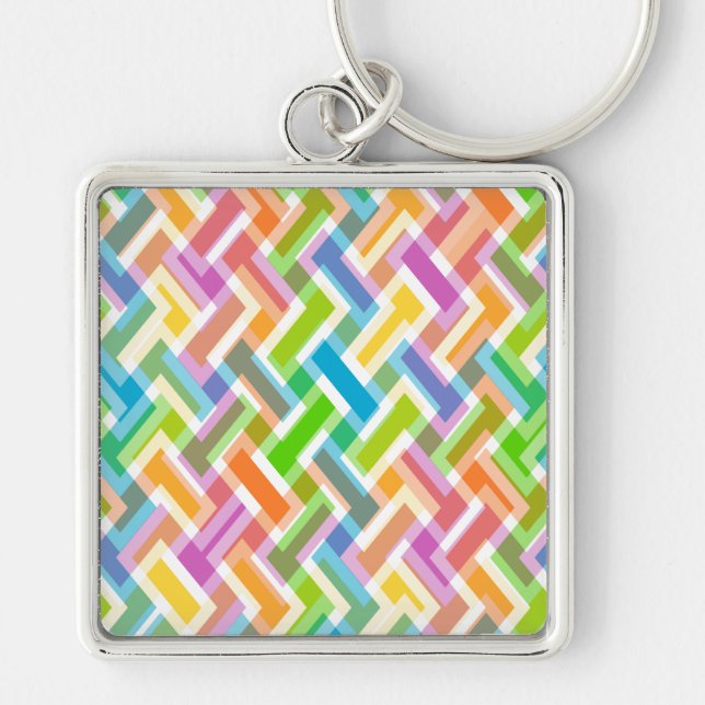 Colourful Abstract Geometric Pattern Keychain (Front)