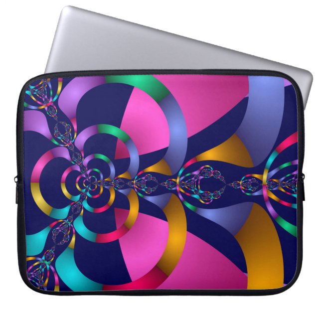 Colourful abstract geometric pattern laptop sleeve (Front)
