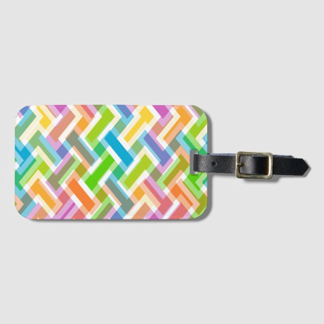 Colourful Abstract Geometric Pattern Luggage Tag (Front Horizontal)