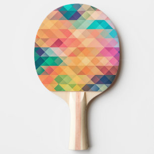 Colourful Abstract Geometric Pattern Ping Pong Paddle
