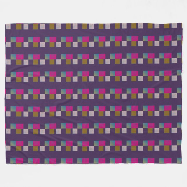 Colourful Abstract Geometric Pattern Purple Blue   Fleece Blanket (Front (Horizontal))