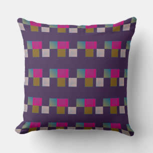 Colourful Abstract Geometric Pattern Purple Blue Throw Pillow