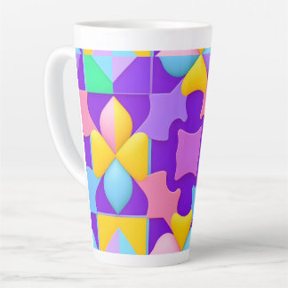 Colourful Abstract Geometric Patterns Latte Mug