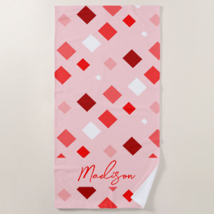 Colourful Abstract Geometric Personalized Beach Towel