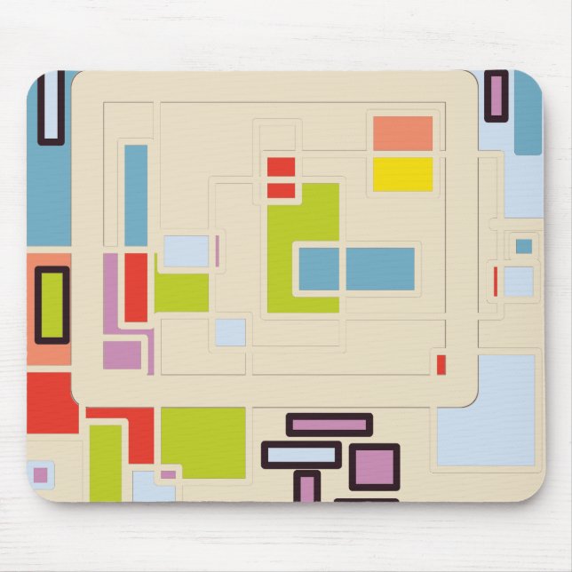 Colourful Abstract Geometric Rectangle Pattern Art Mouse Pad (Front)