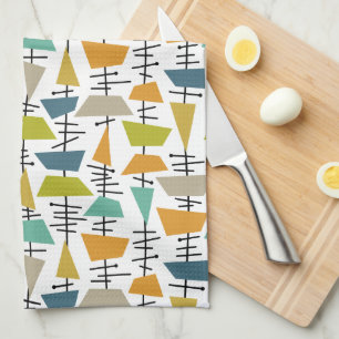 Colourful Abstract Geometric Retro Mid Century Kitchen Towel